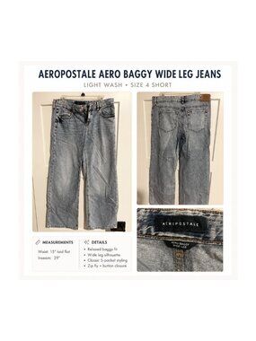 Aeropostale Aero Baggy Wide Leg Jeans – Size 4 Short